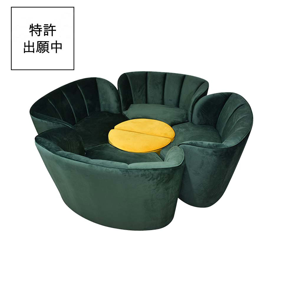 ソファFLOWER【送料・開梱設置無料】グリーン/イエロー