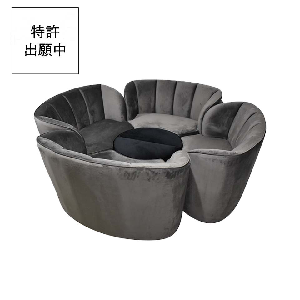 ソファFLOWER【送料・開梱設置無料】グレー/ブラック
