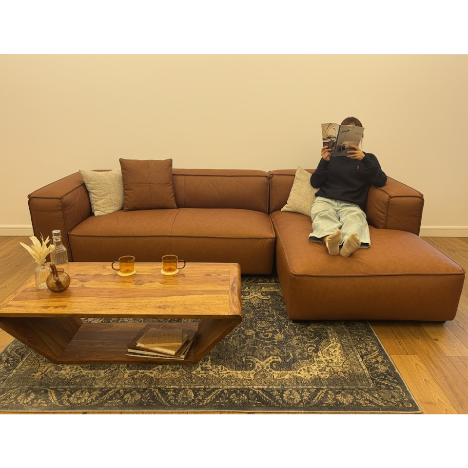 カウチソファＺＭ810－Ｌ（R）【送料・開梱設置無料】ブラウンレザー