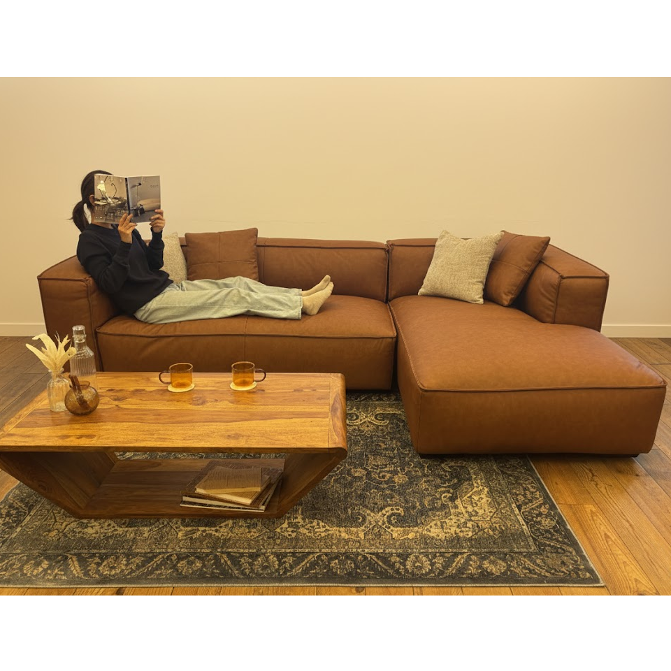 カウチソファＺＭ810－Ｌ（R）【送料・開梱設置無料】ブラウンレザー