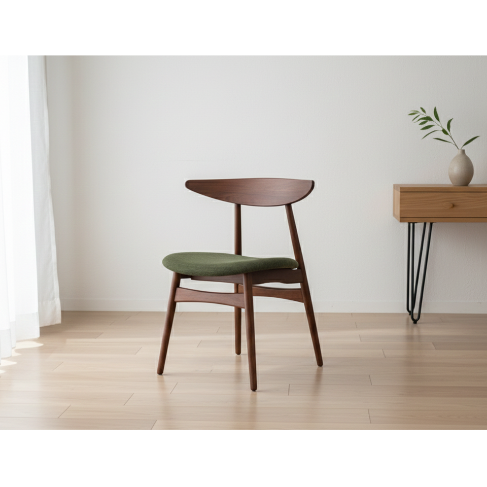 チェアRY54【送料無料】ウォールナット/ダークグリーン