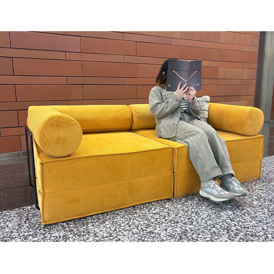 ソファFUTON 2人掛け【送料無料】イエロー