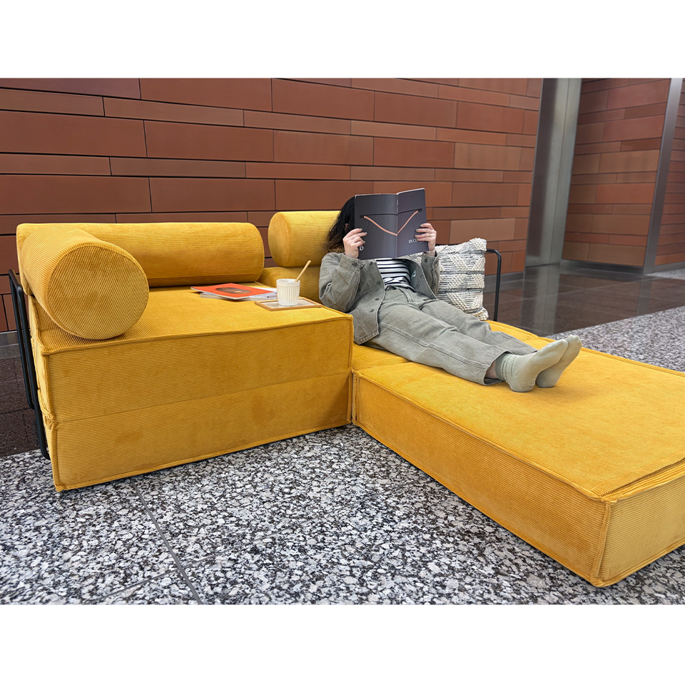 ソファFUTON 2人掛け【送料無料】イエロー