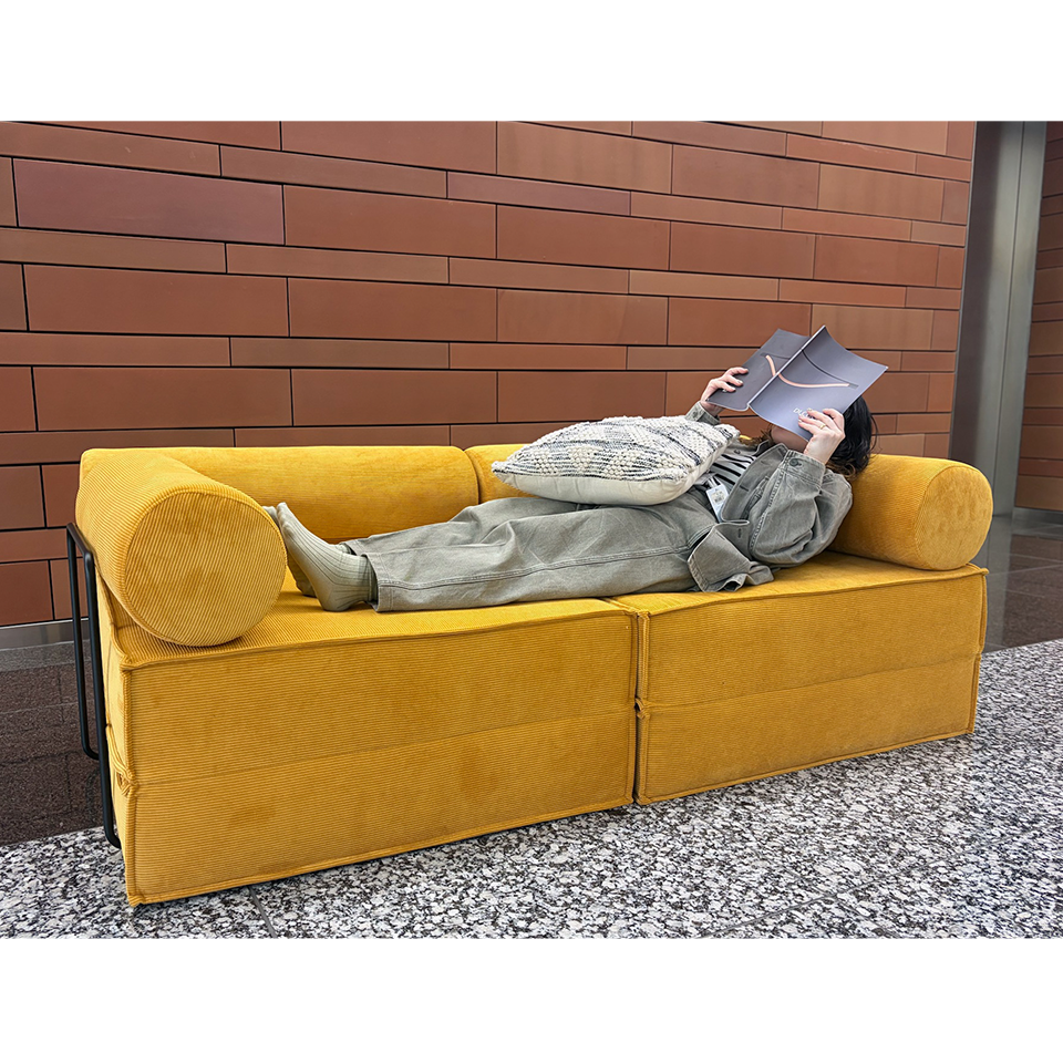 ソファFUTON 2人掛け【送料無料】イエロー