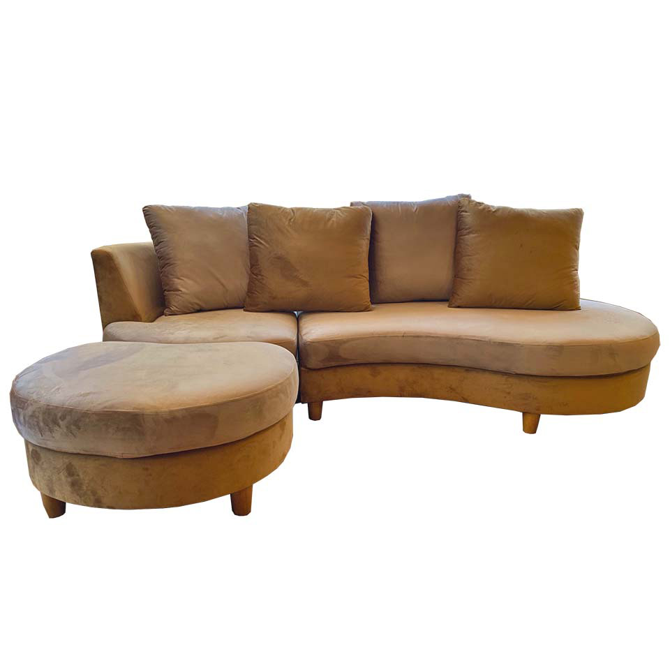 ※【アウトレット】カウチソファM-HY319【送料・開梱設置無料】ダークブラウン/ライトブラウン