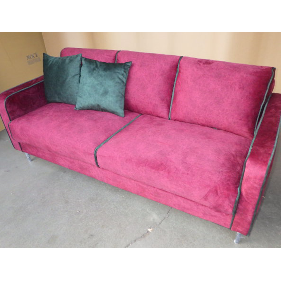 【アウトレット】ソファNEW01 3人掛け【送料・開梱設置無料】ボルドー/グリーン