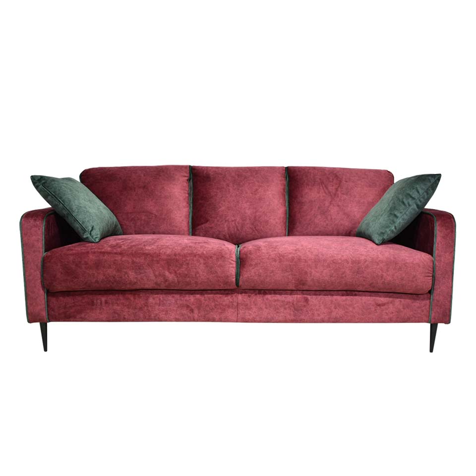 【アウトレット】ソファNEW01 3人掛け【送料・開梱設置無料】ボルドー/グリーン