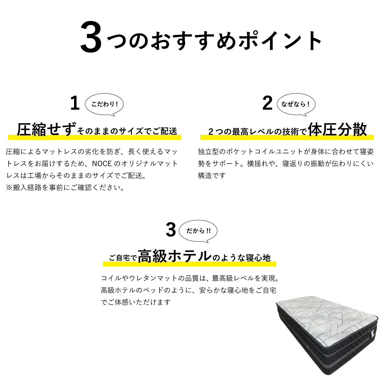 ダブルポケットコイルマットレス【セミダブル、超極厚30㎝、送料開梱設置無料、20㎝+5㎝高ポケットコイルの高級ホテル仕様、圧縮なしのボーダーサポートあり】