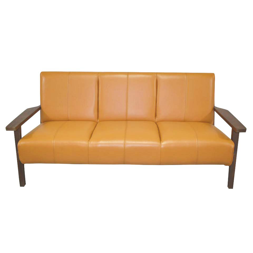 ソファ【本革】NC130A 3人掛け【送料無料】キャメルレザー/ウォールナット