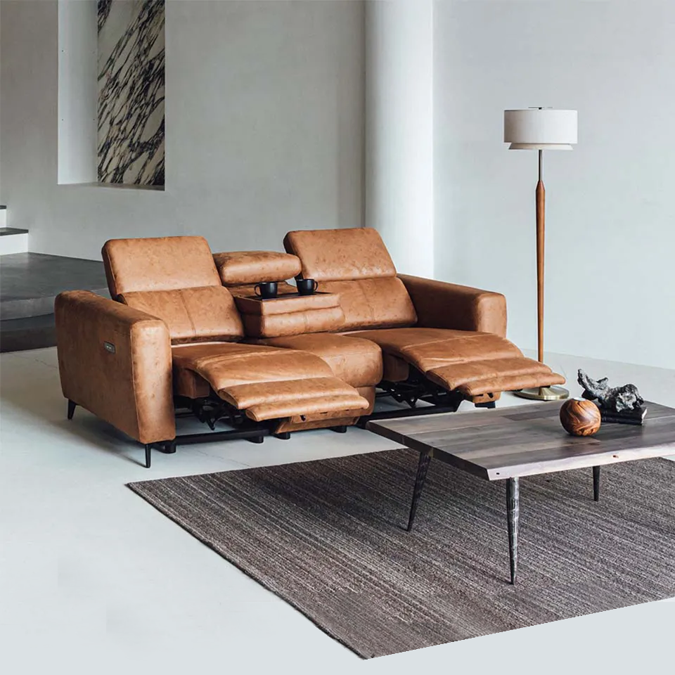 電動リクライニングソファNC9002 3人掛け【送料・開梱設置無料】キャメル