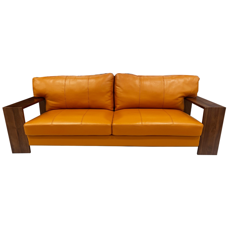 ソファ【本革】NC415 3人掛け【送料・開梱設置無料】キャメルレザー/ウォールナット