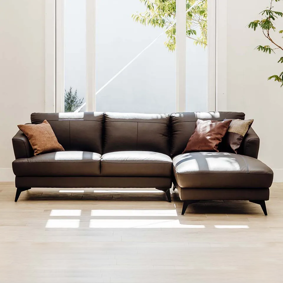 カウチソファ【本革】ZM775【送料・開梱設置無料】ダークブラウン