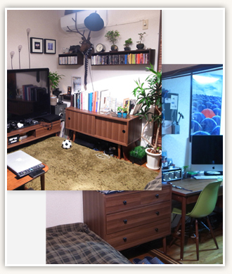 ウォールナット色のラック