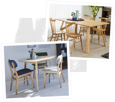 ナチュラルインテリアのためのダイニングテーブル