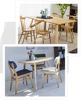 ナチュラルインテリアのためのダイニングテーブル