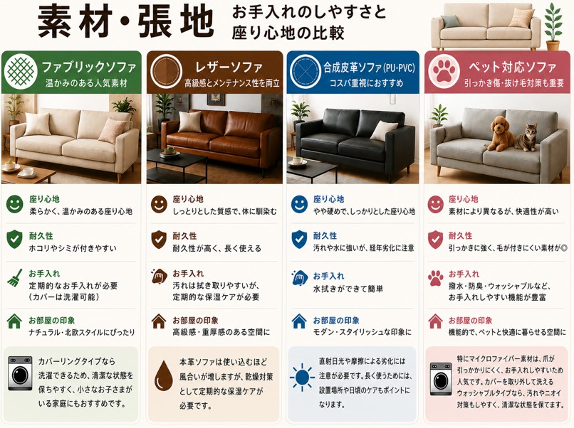 ソファ素材の比較